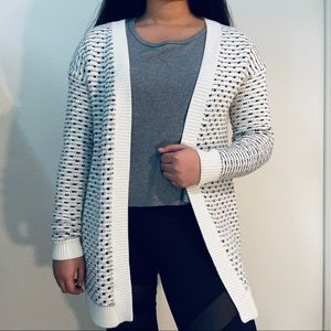 Merona Black and White Patterned Knit Cardigan